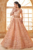 Gorgeous Peach Thread Embroidery Work Net Wedding Wear Lehenga Choli