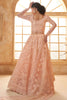 Gorgeous Peach Thread Embroidery Work Net Wedding Wear Lehenga Choli