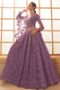 Ravishing Purple Embroidered Net Reception Wear Lehenga Choli