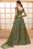 Awesome Olive Green Stone Work Net Mehendi Wear Lehenga Choli