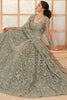 Fabulous Light Grey Thread Embroidered Net Event Wear Lehenga Choli