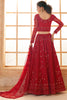 Captivating Red Embroidery Work Net Reception Wear Lehenga Choli