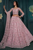 Alluring Pink Embroidered Net Engagement Wear Lehenga Choli