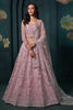 Alluring Pink Embroidered Net Engagement Wear Lehenga Choli