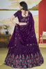 Alluring Purple Sequins Chinon Wedding Lehenga Choli With Dupatta