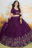 Alluring Purple Sequins Chinon Wedding Lehenga Choli With Dupatta