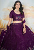 Alluring Purple Sequins Chinon Wedding Lehenga Choli With Dupatta