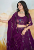 Alluring Purple Sequins Chinon Wedding Lehenga Choli With Dupatta