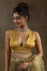 Magnetic Mustard Yellow Zari Weaving Organza Pre-Stitched Saree