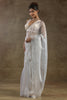 Wonderful White Zari Weaving Organza Function Wear Pre-Stitched Saree