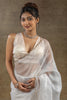 Wonderful White Zari Weaving Organza Function Wear Pre-Stitched Saree