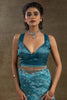Shocking Teal Blue Zari Weaving Organza Event Wear Pre-Stitched Saree