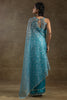 Shocking Teal Blue Zari Weaving Organza Event Wear Pre-Stitched Saree