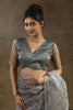 Fantastical Grey Zari Weaving Organza Party Wear Pre-Stitched Saree