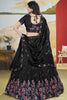 Precious Black Thread Work Chinon Designer Lehenga Choli With Dupatta