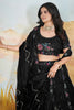 Precious Black Thread Work Chinon Designer Lehenga Choli With Dupatta