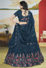 Ravishing Teal Blue Sequins Chinon Wedding Wear Lehenga Choli