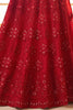 Dazzling Red Embroidery Work Net Engagement Wear Lehenga Choli