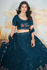 Ravishing Teal Blue Sequins Chinon Wedding Wear Lehenga Choli