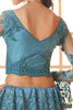 Spectacular Teal Blue Stone Work Net Engagement Wear Lehenga Choli