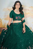 Dazzling Green Sequins Chinon Occasion Wear Lehenga Choli With Dupatta