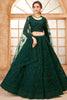 Mesmerizing Green Embroidery Work Net Function Wear Lehenga Choli