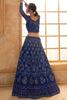 Enchanting Navy Blue Embroidered Net Reception Wear Lehenga Choli