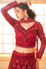 Beautiful Red Thread Embroidered Net Event Wear Lehenga Choli