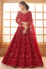 Beautiful Red Thread Embroidered Net Event Wear Lehenga Choli