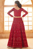 Beautiful Red Thread Embroidered Net Event Wear Lehenga Choli