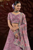 Surprising Purple Thread Work Net Bridesmaid Lehenga Choli 