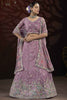 Surprising Purple Thread Work Net Bridesmaid Lehenga Choli 