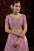 Surprising Purple Thread Work Net Bridesmaid Lehenga Choli 