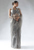 Wonderful Grey Plain Shaded Organza Function Wear Saree With Blouse