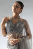 Wonderful Grey Plain Shaded Organza Function Wear Saree With Blouse