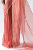 Dazzling Peach Plain Shaded Organza Casual Wear Saree With Blouse