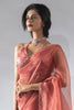 Dazzling Peach Plain Shaded Organza Casual Wear Saree With Blouse