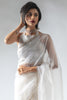 Stunning White Plain Shaded Organza Function Wear Saree With Blouse