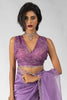 Delightful Lavender Plain Shaded Organza Party Wear Saree With Blouse