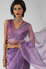 Delightful Lavender Plain Shaded Organza Party Wear Saree With Blouse