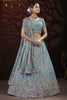 Impressive Blue Thread Work Net Reception Wear Lehenga Choli