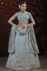 Impressive Blue Thread Work Net Reception Wear Lehenga Choli