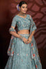 Impressive Blue Thread Work Net Reception Wear Lehenga Choli