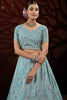 Impressive Blue Thread Work Net Reception Wear Lehenga Choli