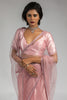 Attractive Pink Lace Border Work Net Event Wear Pre-Stitched Saree