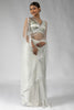 Pretty White Lace Border Work Net Function Wear Pre-Stitched Saree