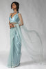 Lovely Sky-Blue Lace Border Work Net Casual Wear Pre-Stitched Saree