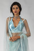 Lovely Sky-Blue Lace Border Work Net Casual Wear Pre-Stitched Saree
