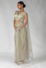 Enjoyable Pista-Green Lace Work Net Event Wear Pre-Stitched Saree
