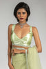 Delightful Light-Green Lace Work Net Party Wear Pre-Stitched Saree